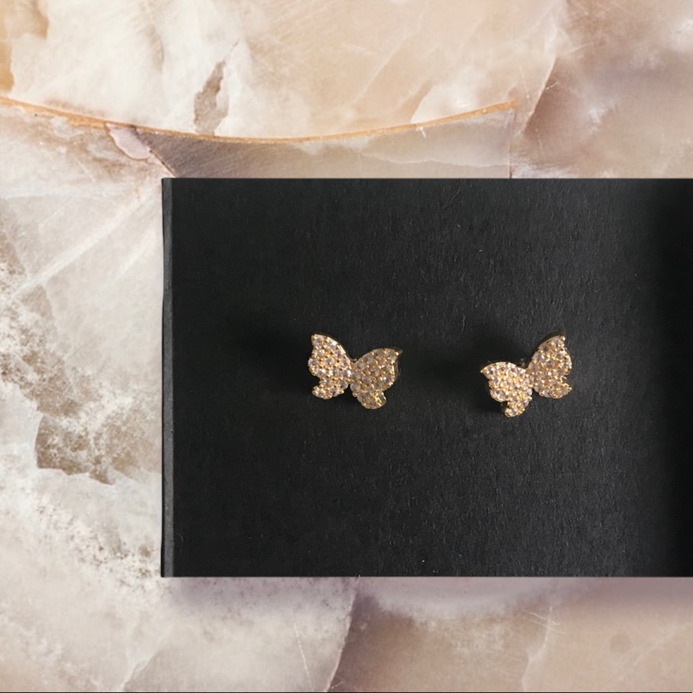 NEW 14K Gold Dipped Butterfly Stud Earrings Great Gift! Butterfly Earrings